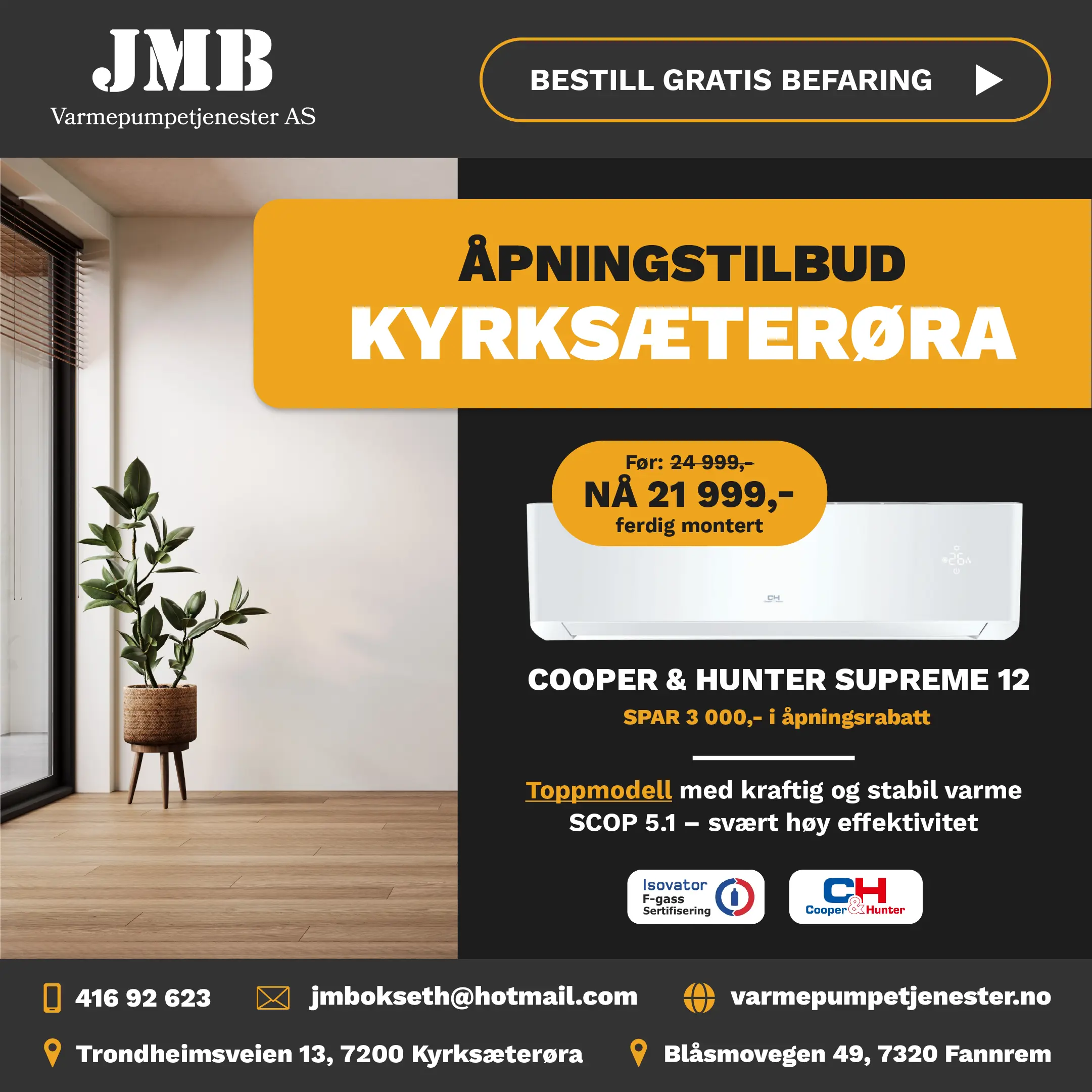 Panasonic varmepumpe tilbud Trondheim, Orkanger, Melhus